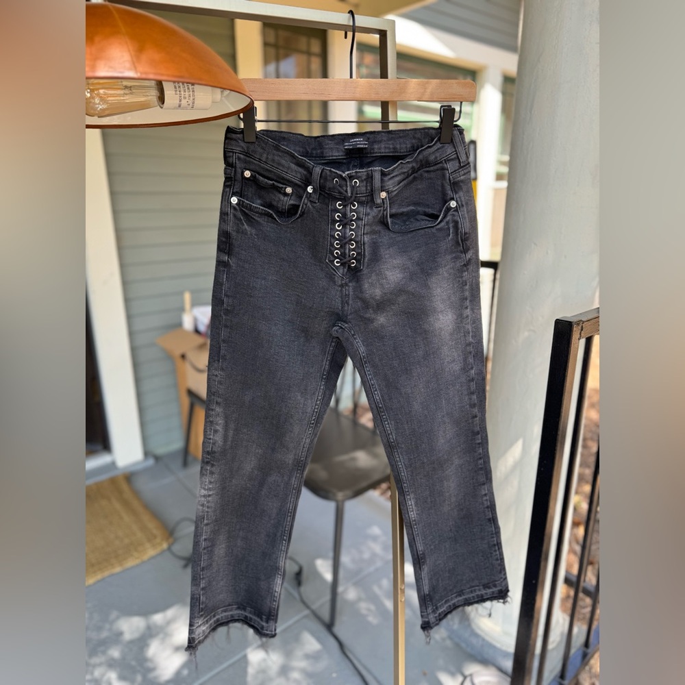 Zara Lace up Front Low Waist and Cropped Jeans